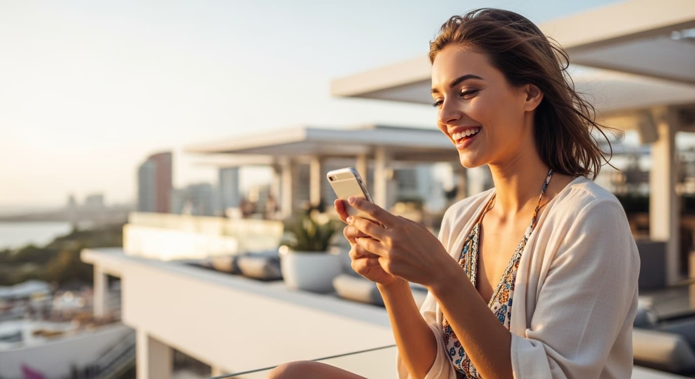 Criador de conteúdo feliz usando o MediaBoss